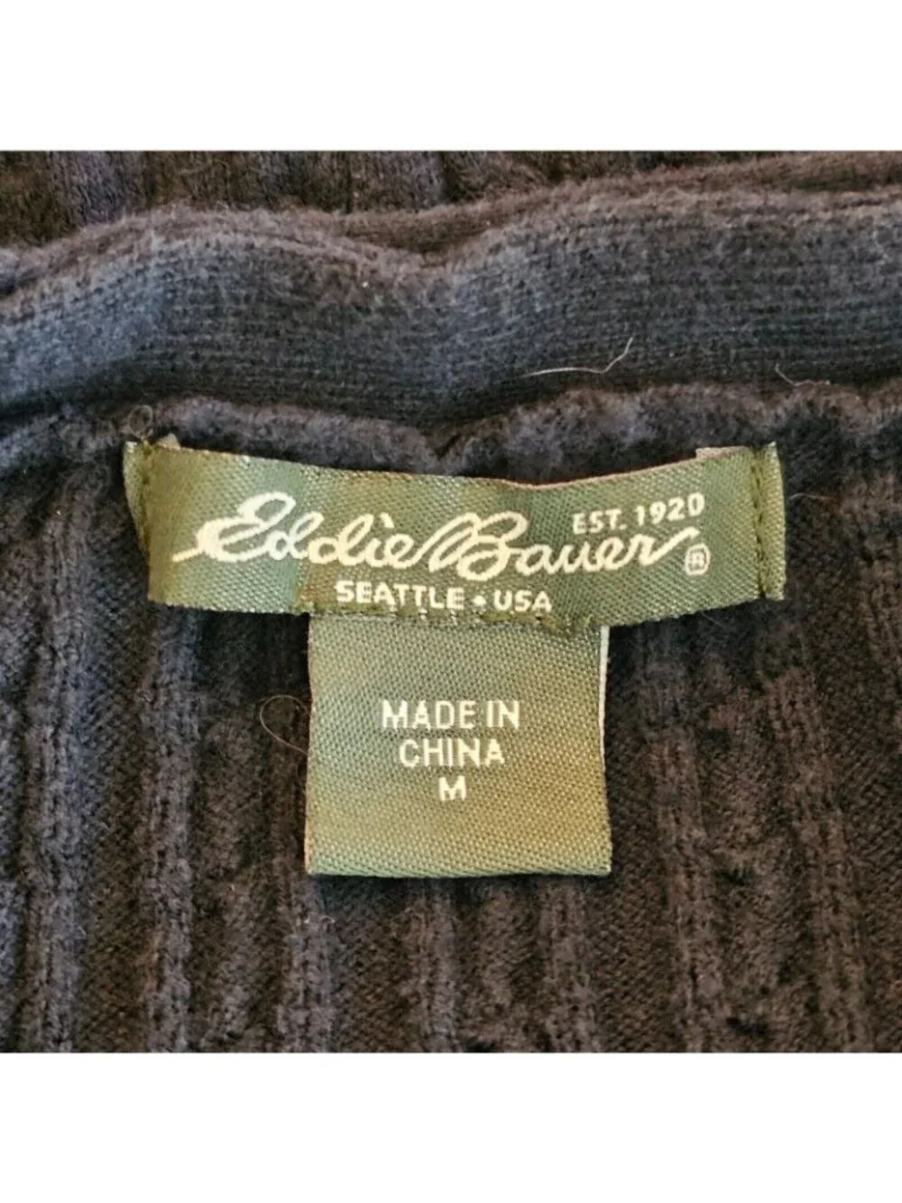 Eddie Bauer Sweater Womens M Black V Neck Cable Knit Long Sleeve Pullover Top - Picture 6 of 10